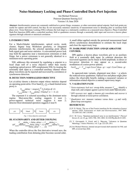 Cover preview: Noise-Stationary Locking and Phase-Controlled Dark-Port Injection